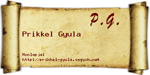 Prikkel Gyula névjegykártya
